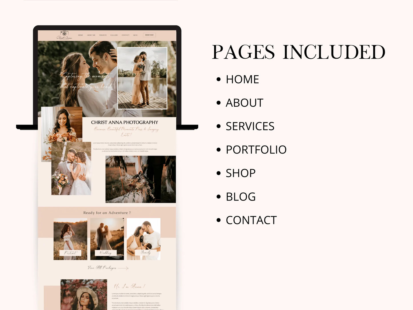 Boho Wix Website Template for Wedding Photographer