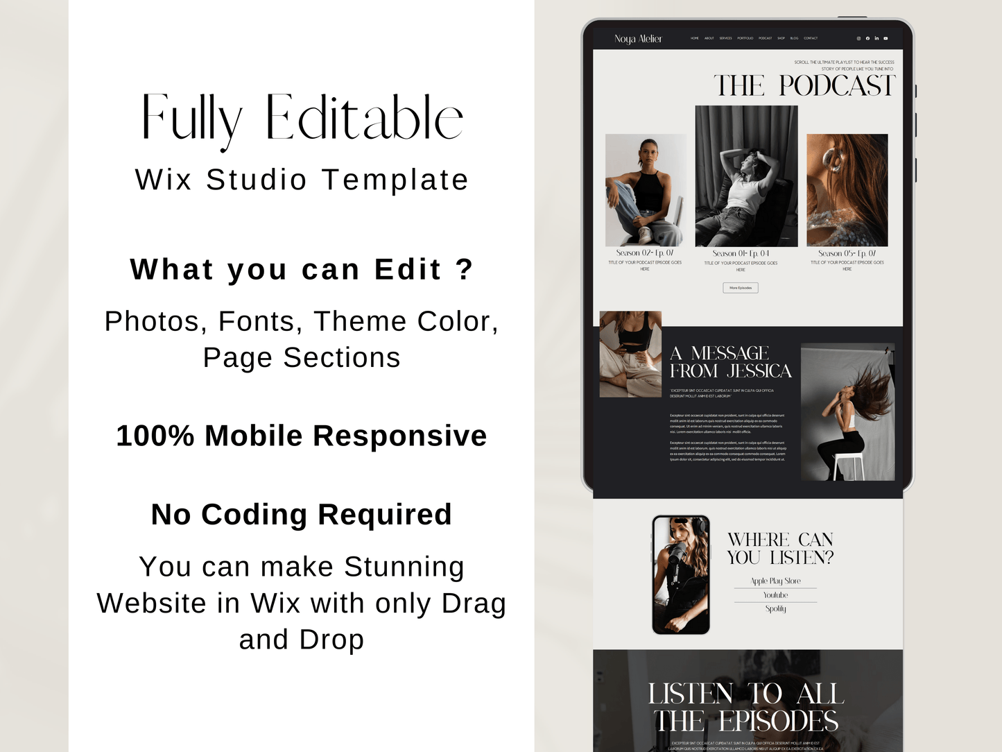 Noya Atelier Premium Wix Studio Website Template