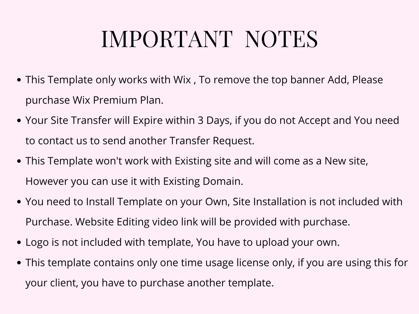 Pink Wix Website Template For Ecommerce Store