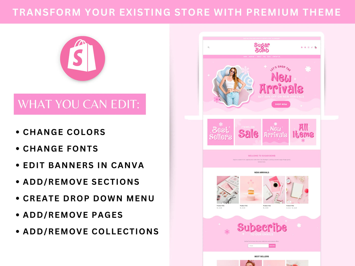 Pink Shopify Theme - Advertfox