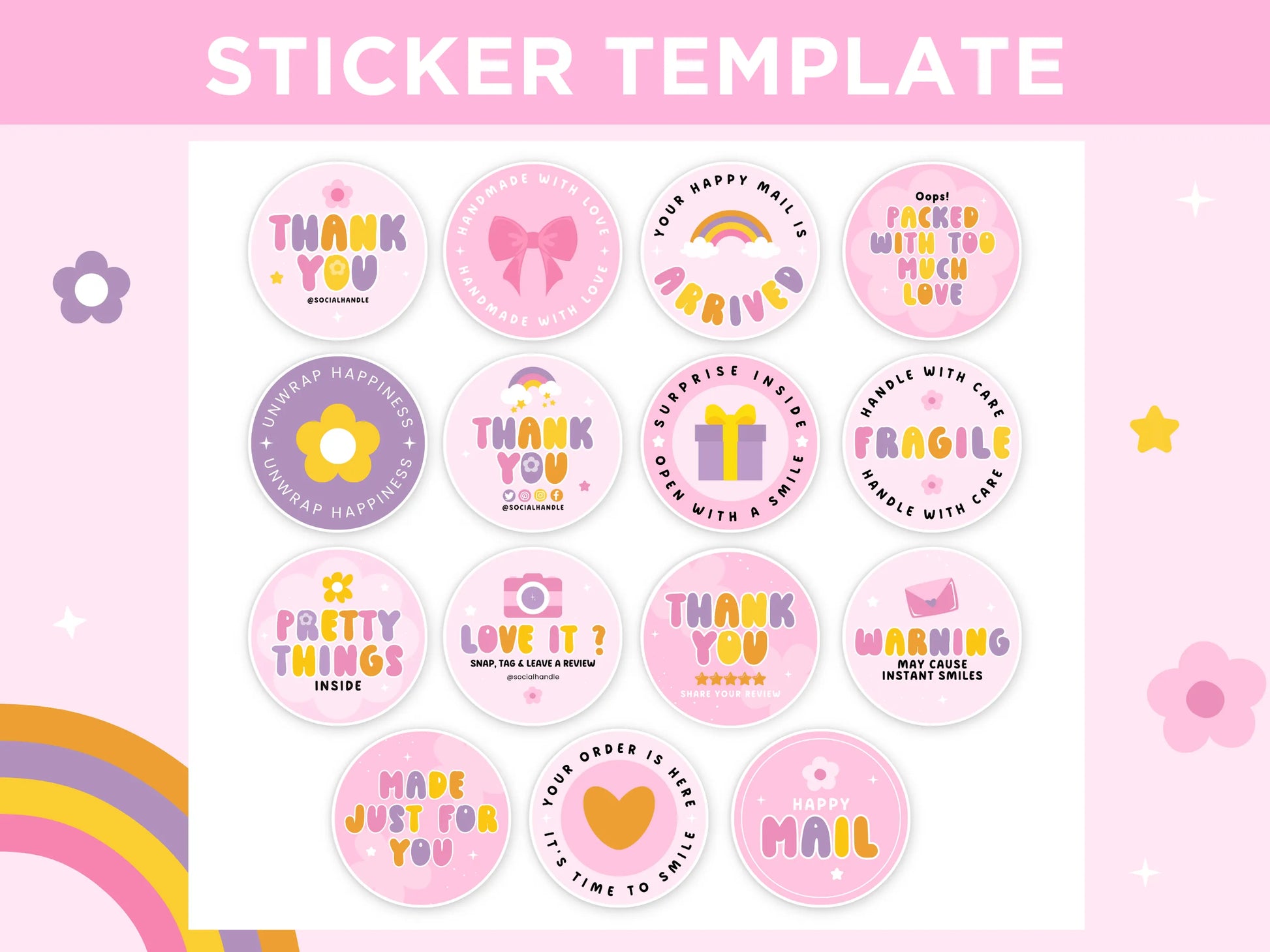 Pink Packaging Sticker Template - Advertfox