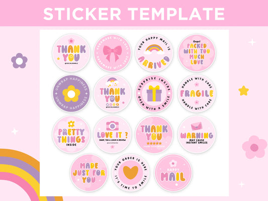 Pink Packaging Sticker Template - Advertfox