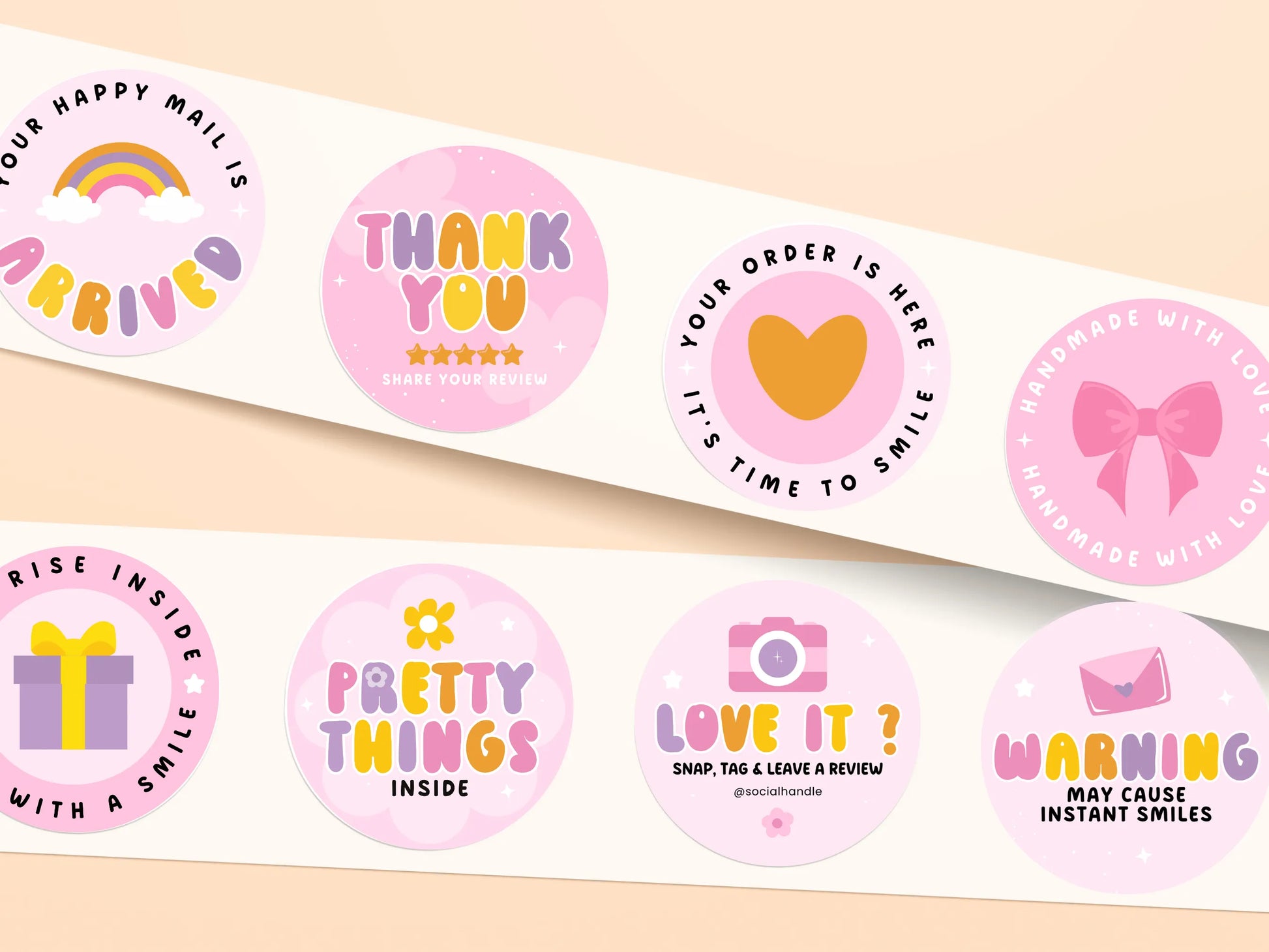 Pink Packaging Sticker Template - Advertfox