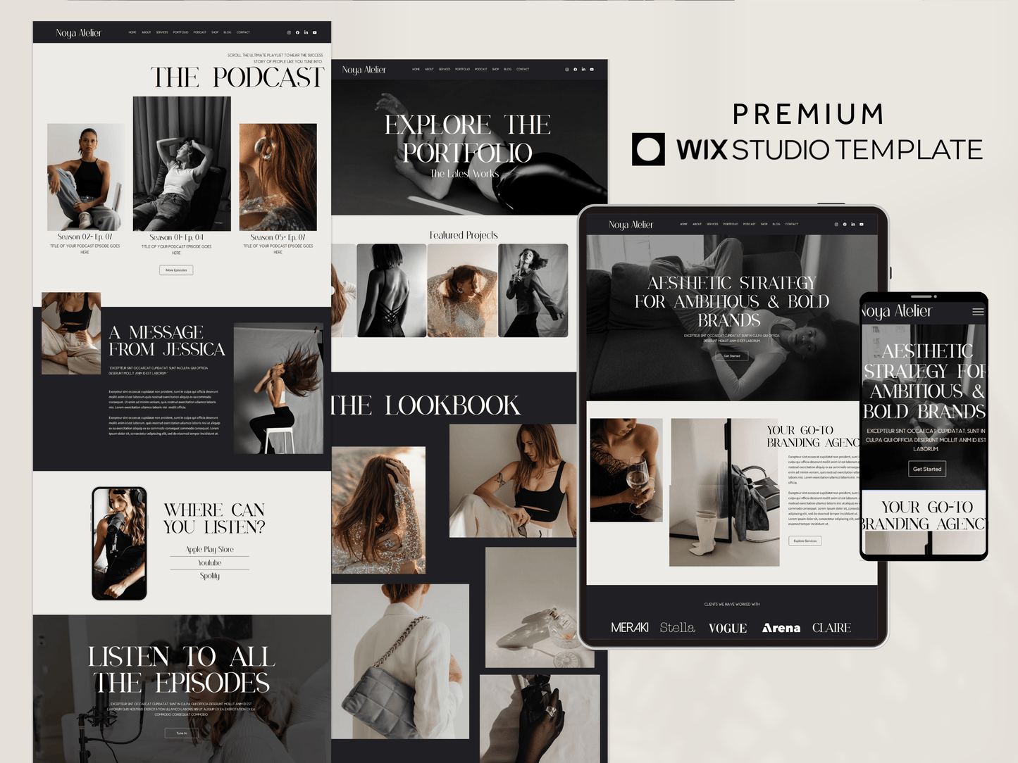 Noya Atelier Premium Wix Studio Website Template