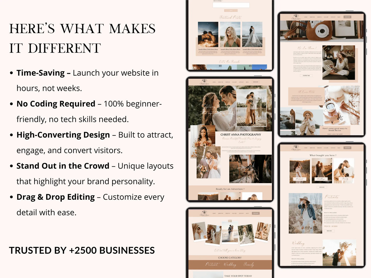 Boho Wix Website Template for Wedding Photographer