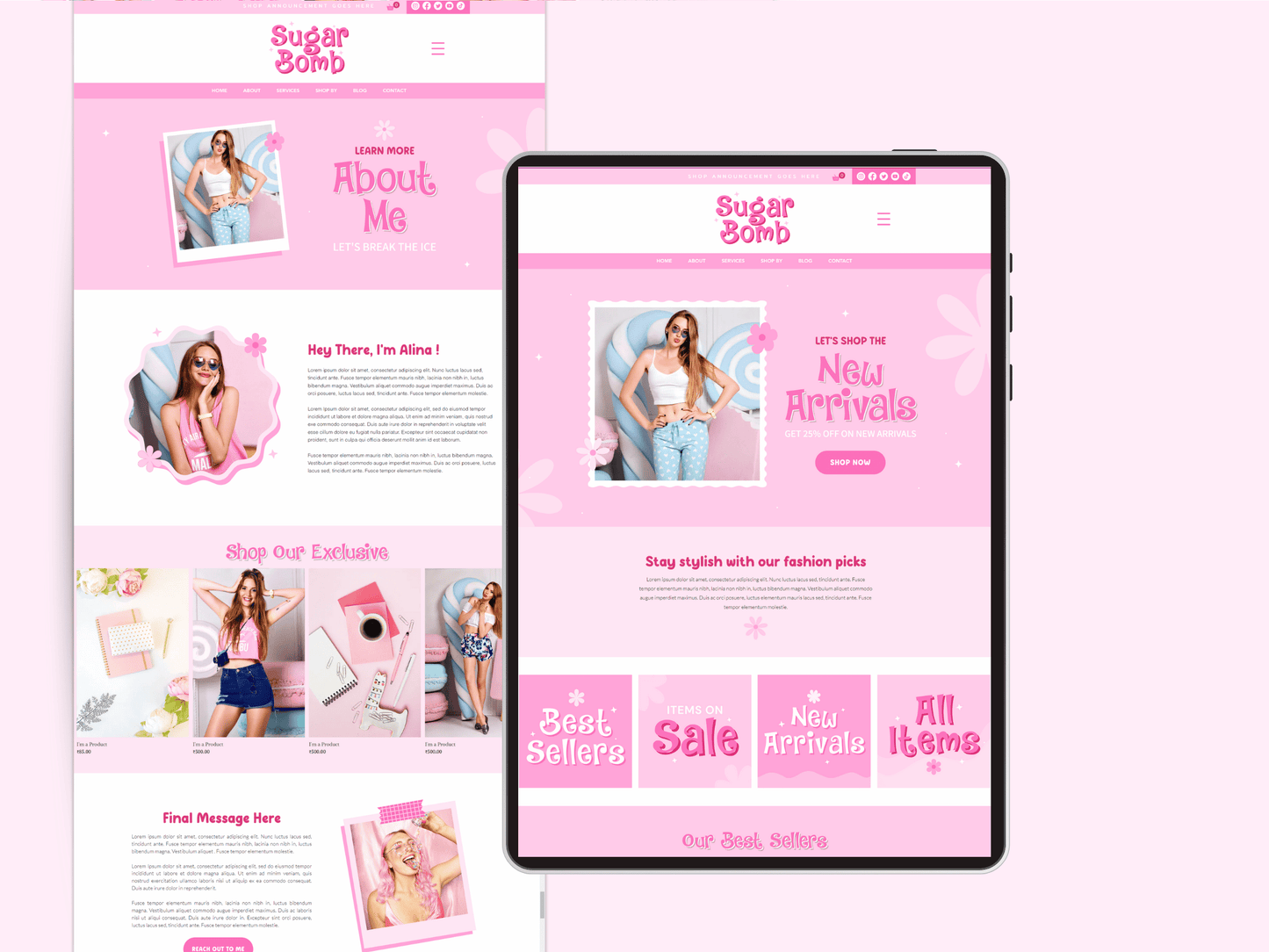 Pink Wix Website Template For Ecommerce Store