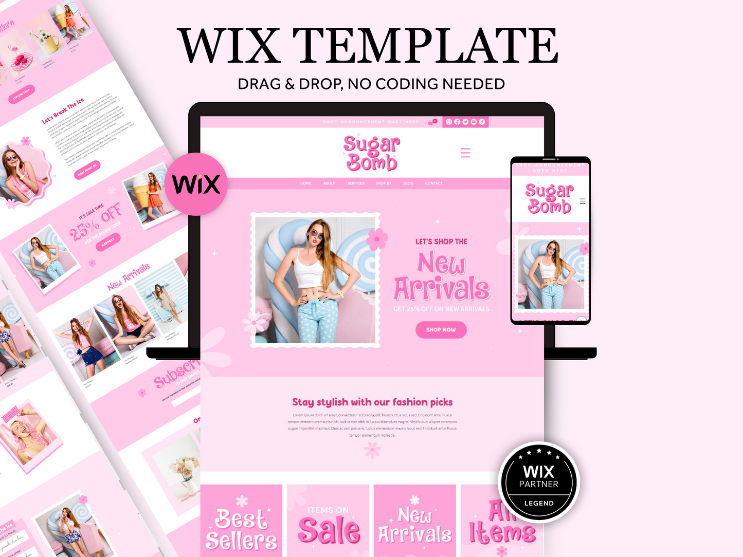 Pink Wix Website Template For Ecommerce Store