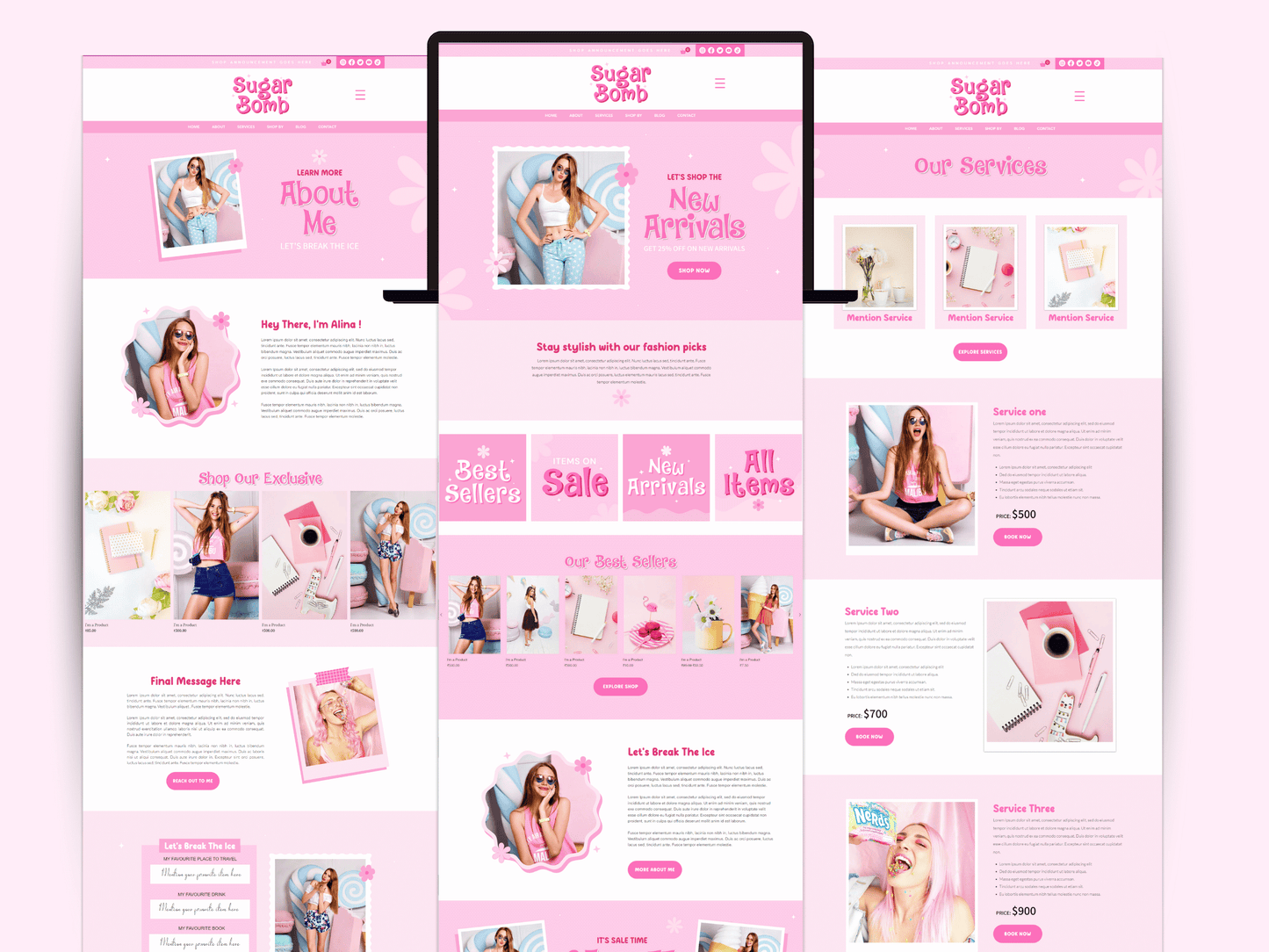 Pink Wix Website Template For Ecommerce Store