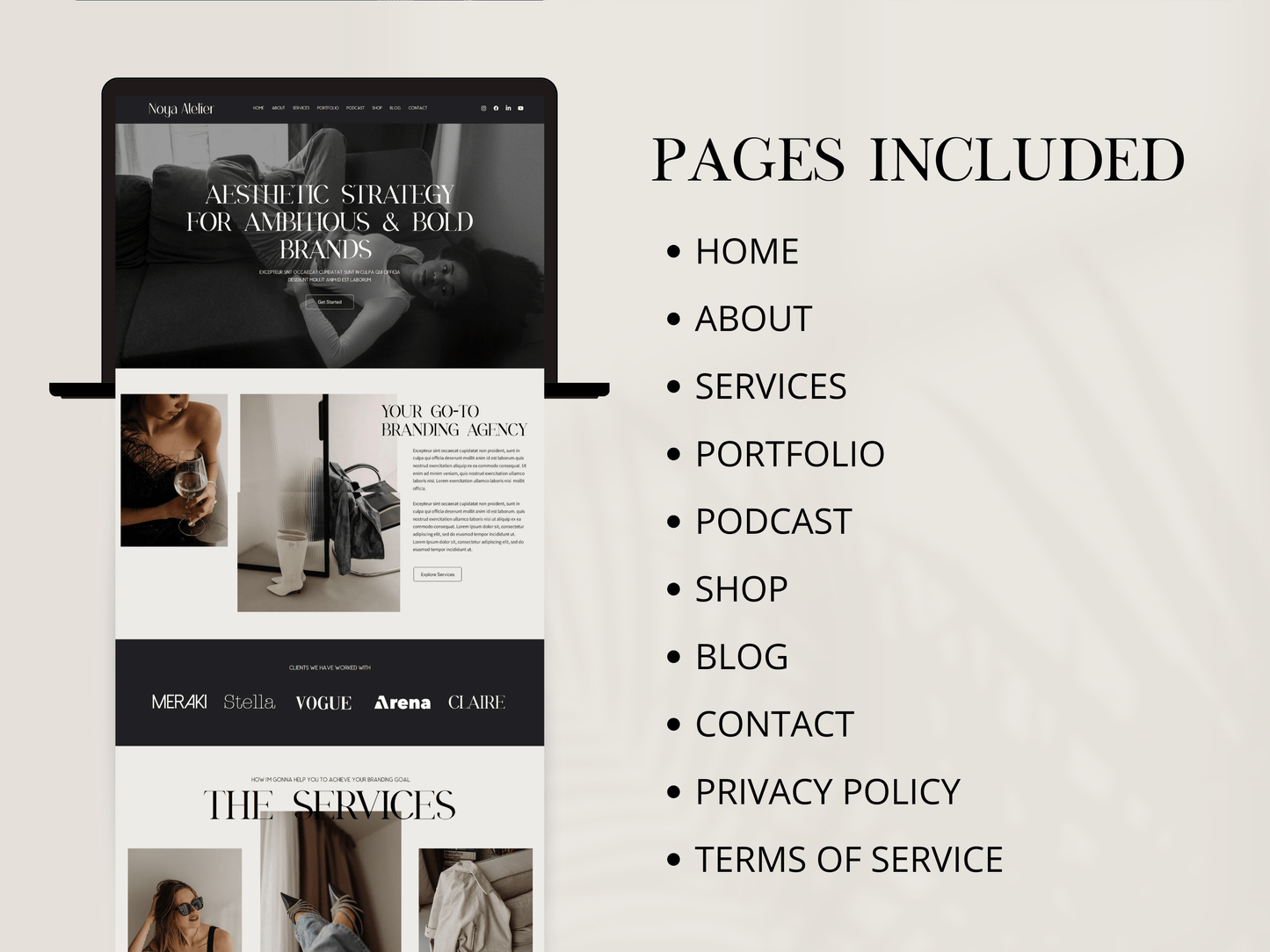 Noya Atelier Premium Wix Studio Website Template