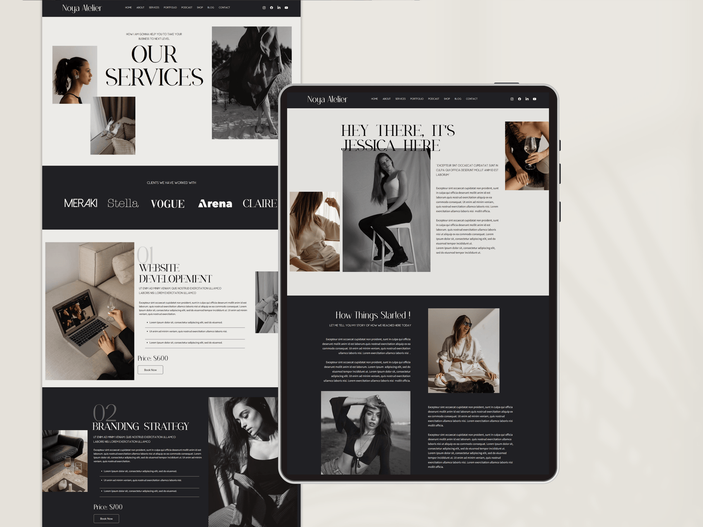 Noya Atelier Premium Wix Studio Website Template