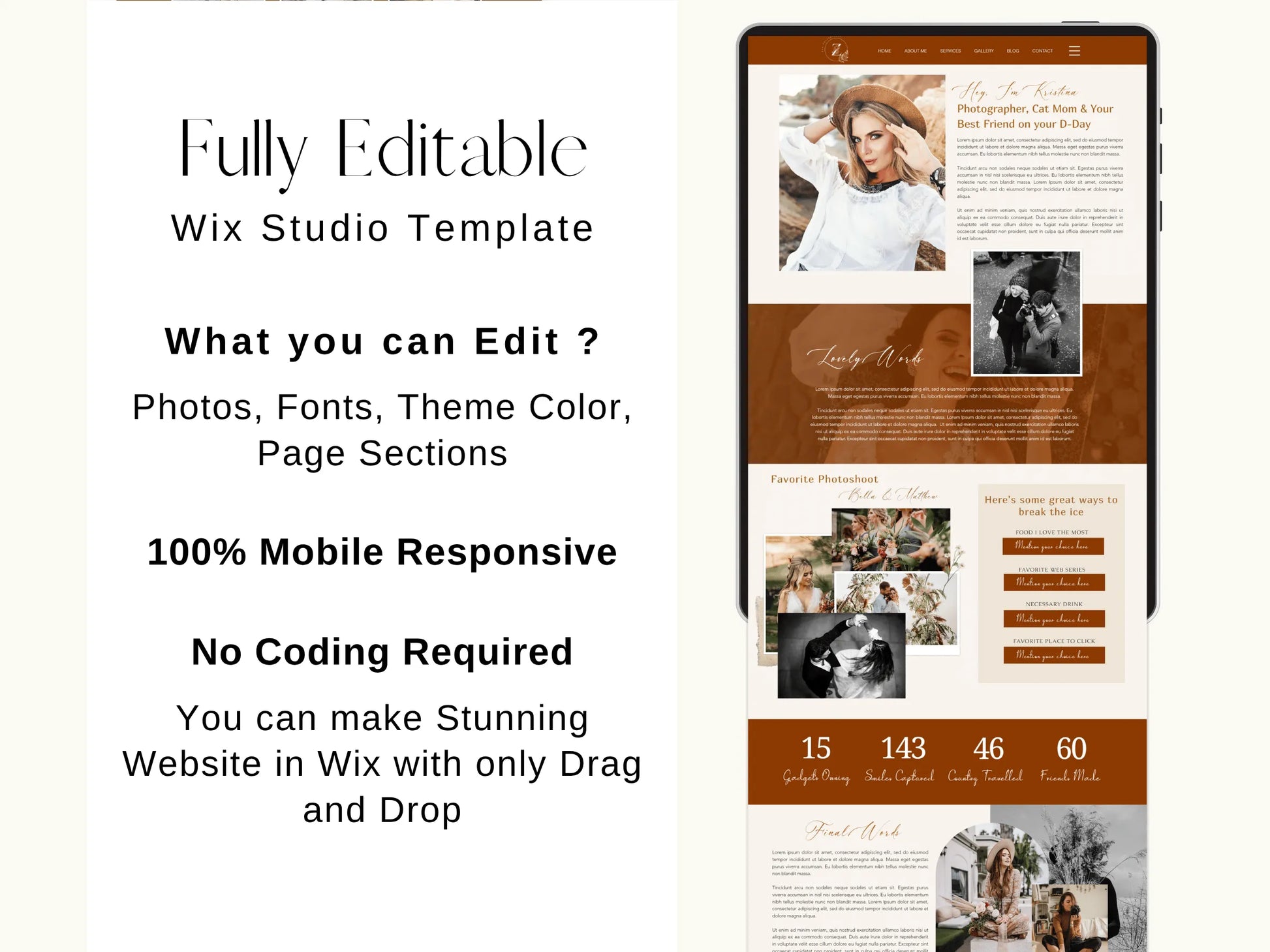 Boho Wix Website Template for Wedding Photographers - Advertfox
