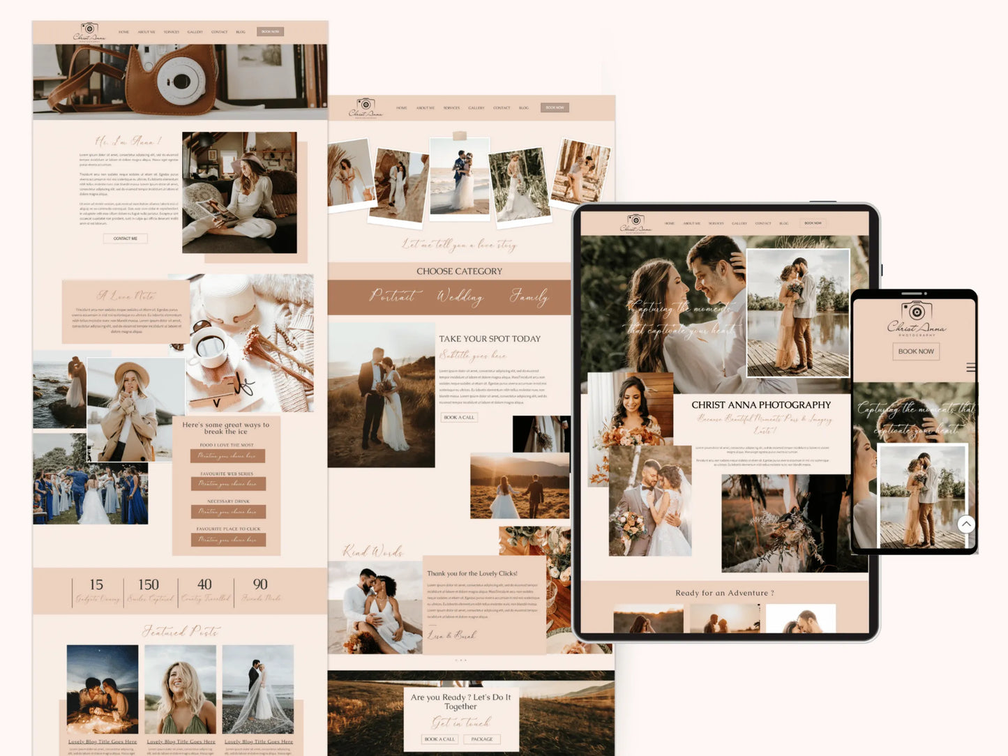 Boho Wix Website Template for Wedding Photographer