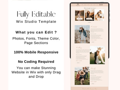 Boho Wix Website Template for Wedding Photographer
