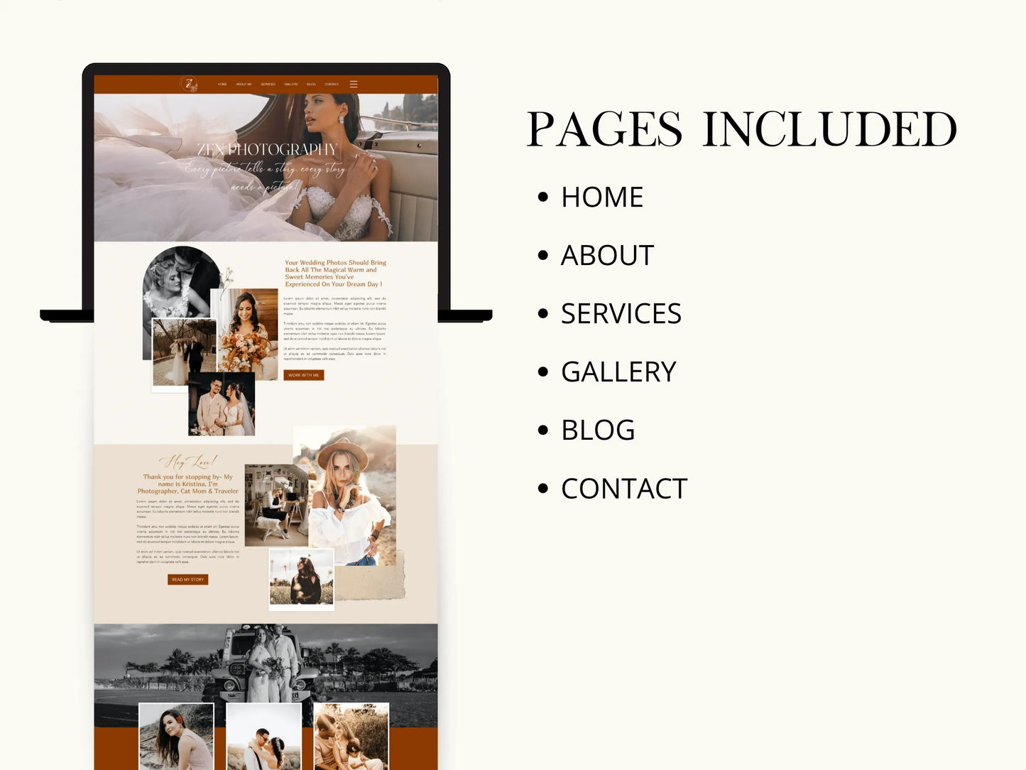 Boho Wix Website Template for Wedding Photographers - Advertfox
