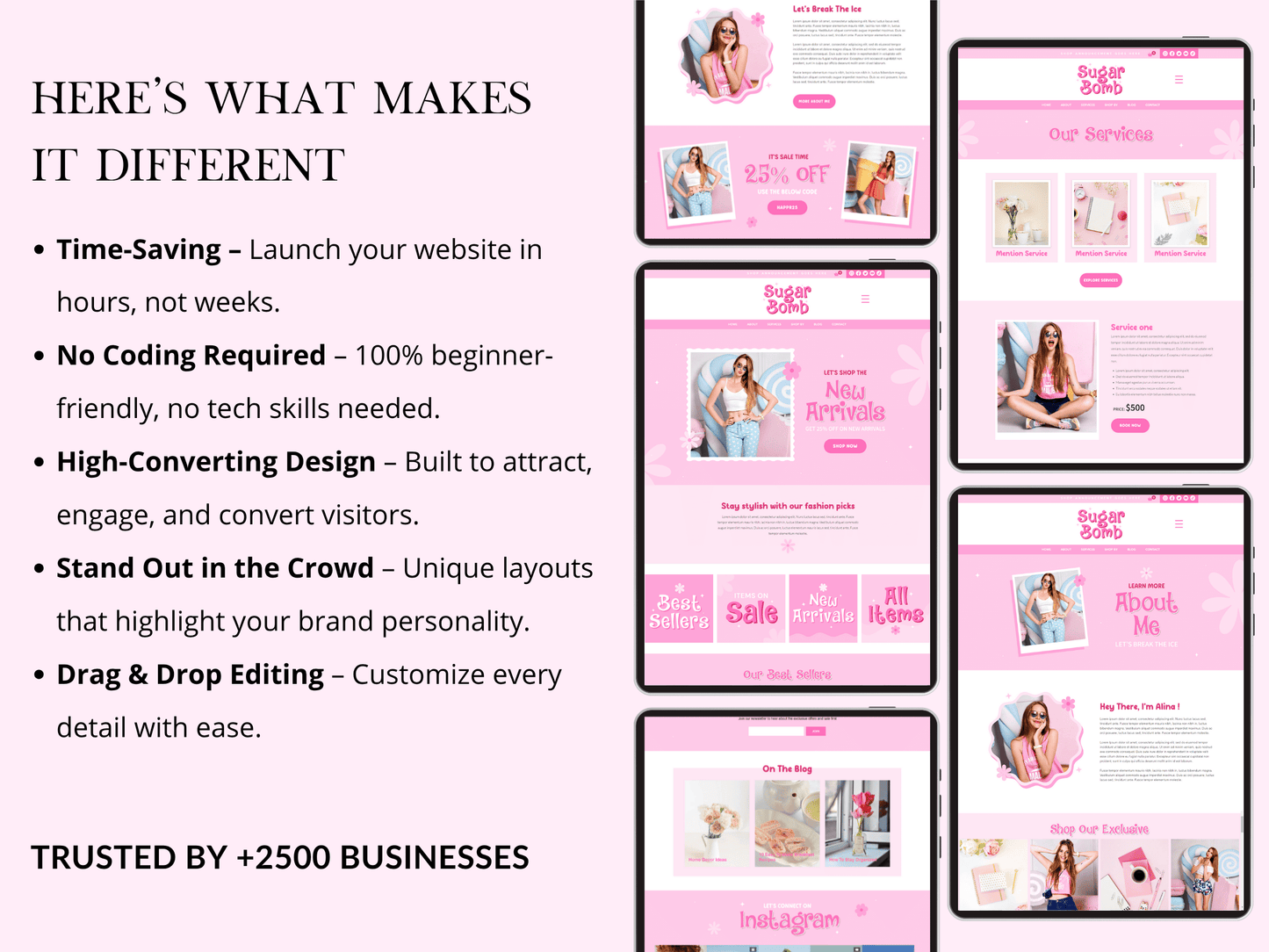 Pink Wix Website Template For Ecommerce Store