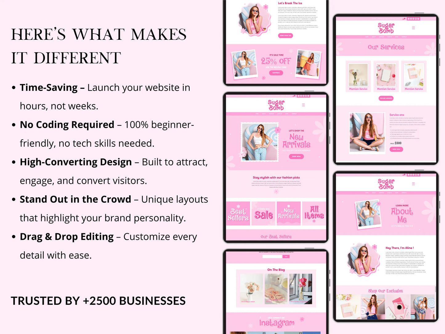 Pink Wix Website Template for Ecommerce Store - Advertfox