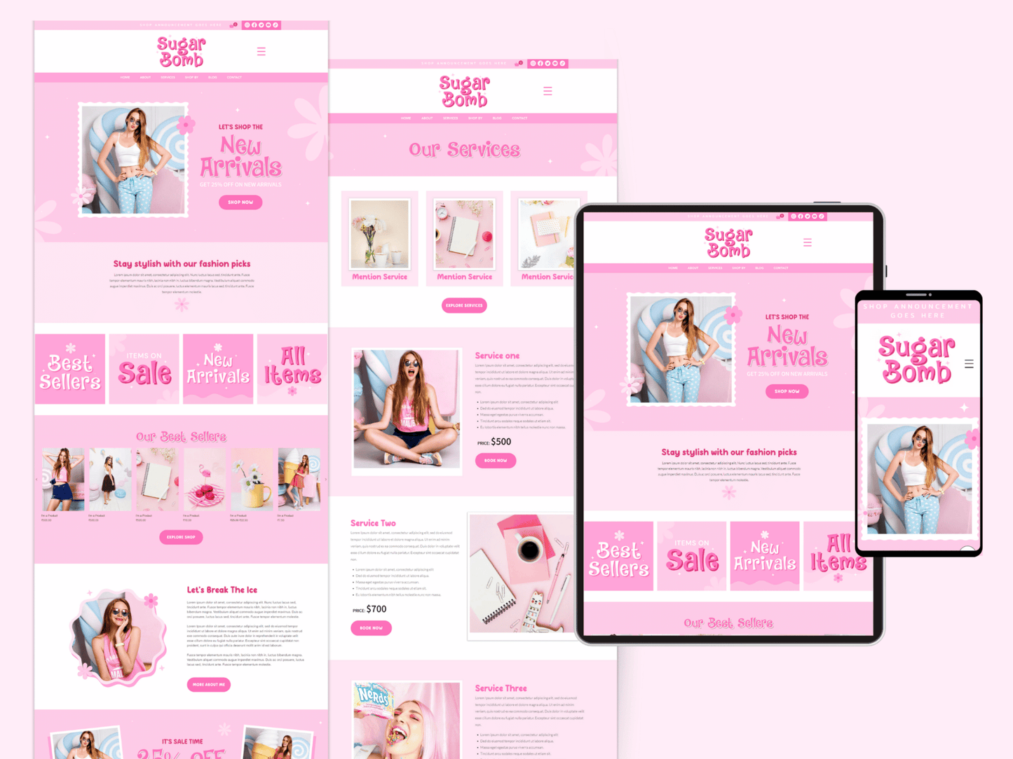 Pink Wix Website Template For Ecommerce Store