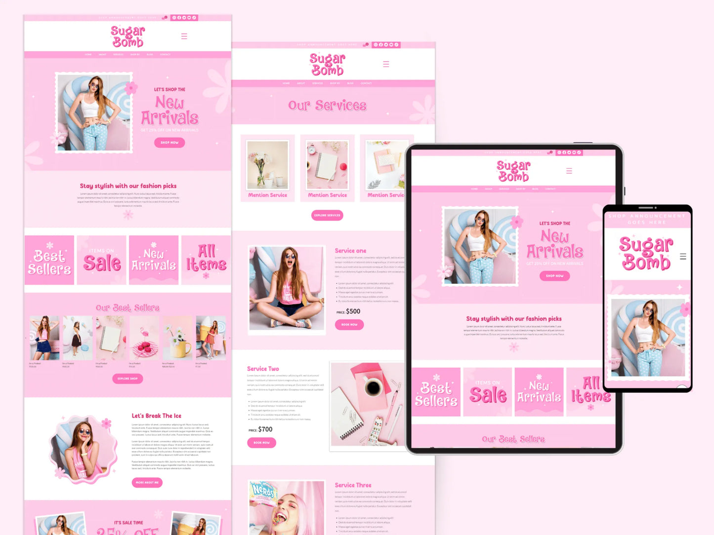 Pink Wix Website Template for Ecommerce Store - Advertfox