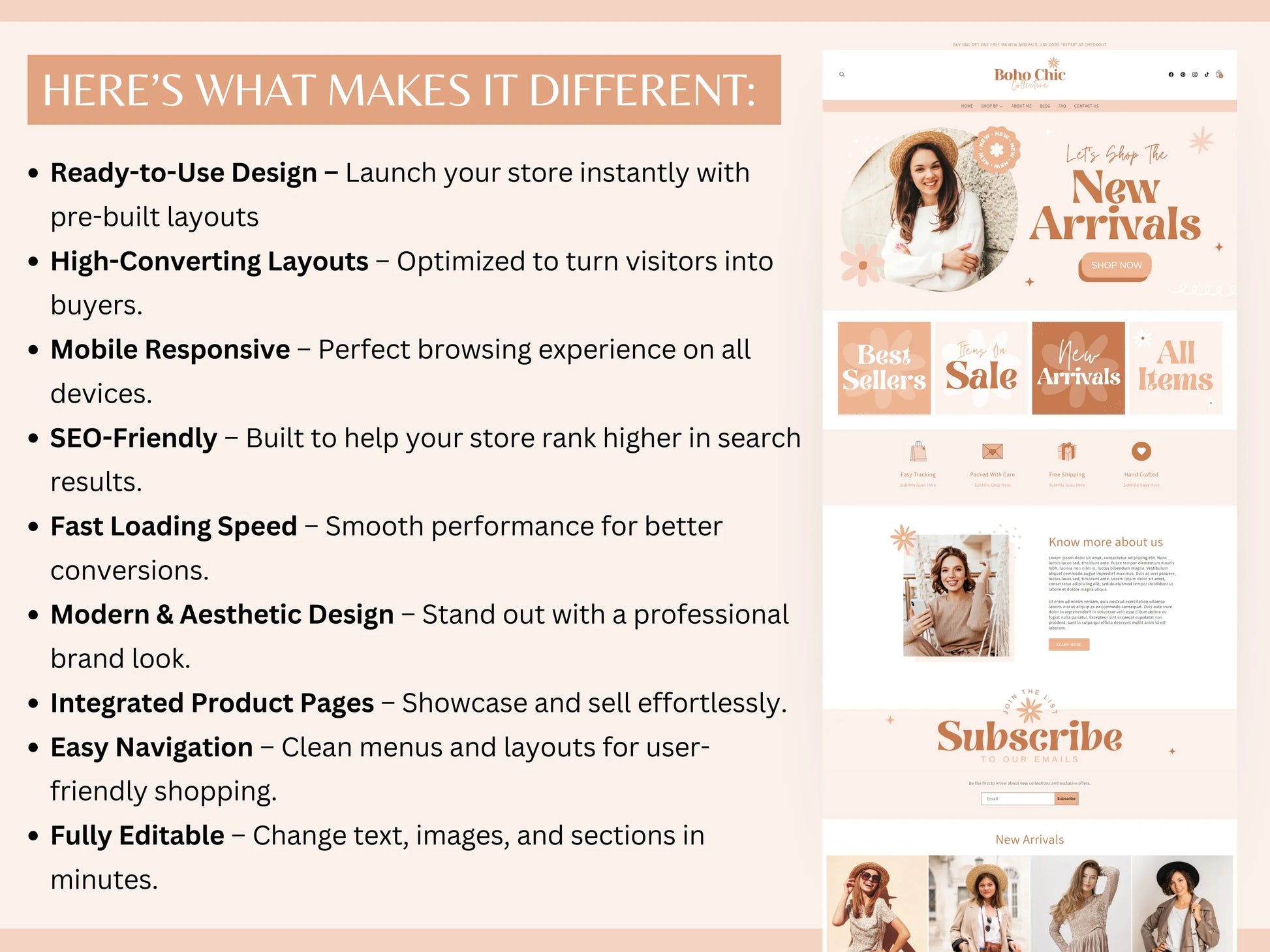 Boho Shopify Store Template - Advertfox
