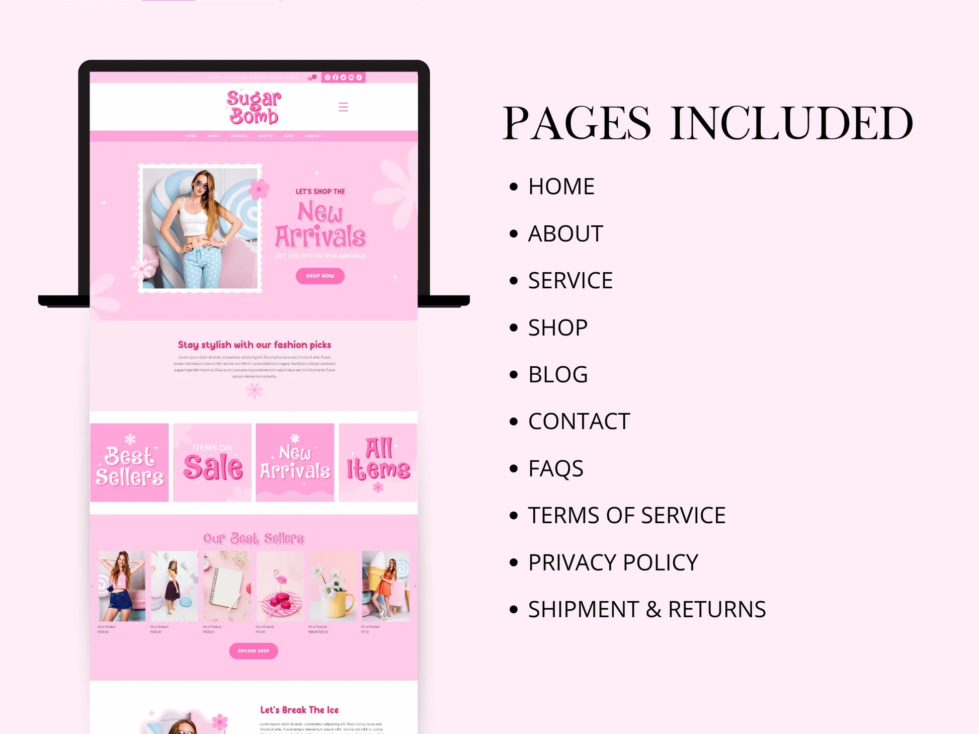 Pink Wix Website Template for Ecommerce Store - Advertfox