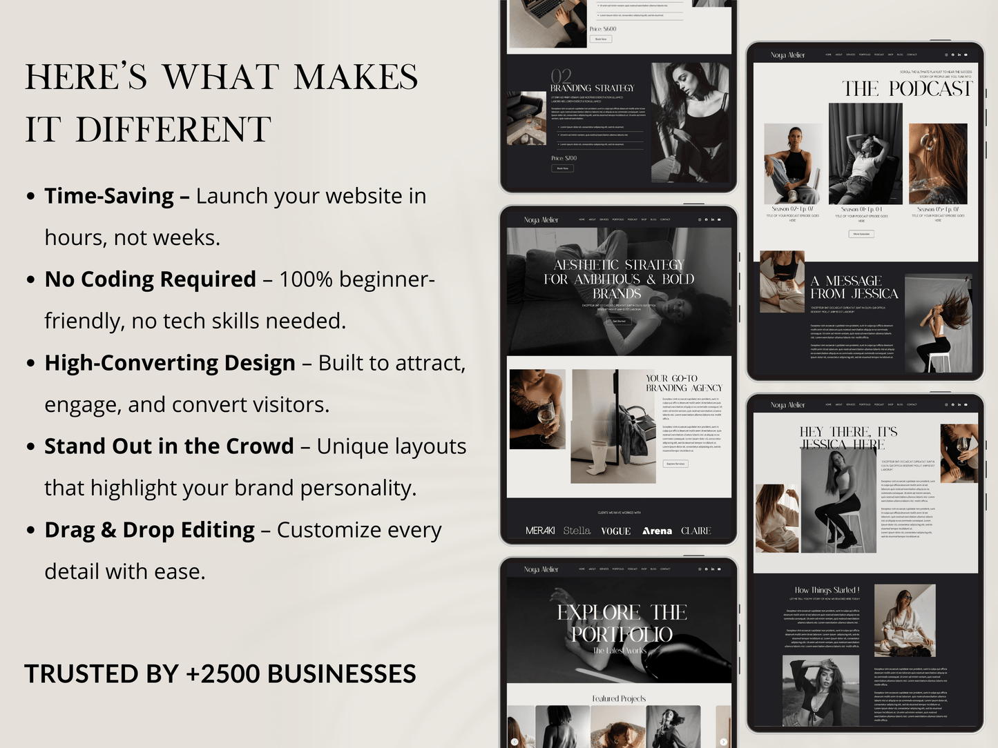Noya Atelier Premium Wix Studio Website Template