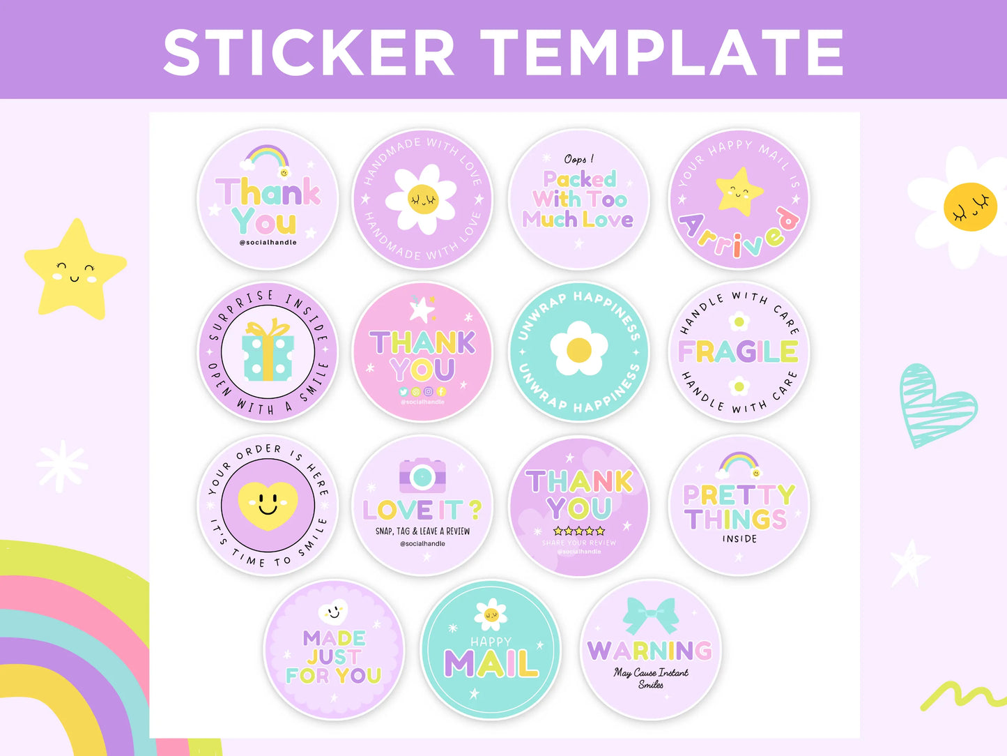 Purple Packaging Sticker Template - Advertfox