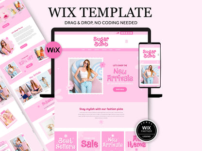 Pink Wix Website Template for Ecommerce Store - Advertfox