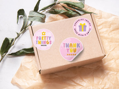 Pink Packaging Sticker Template - Advertfox